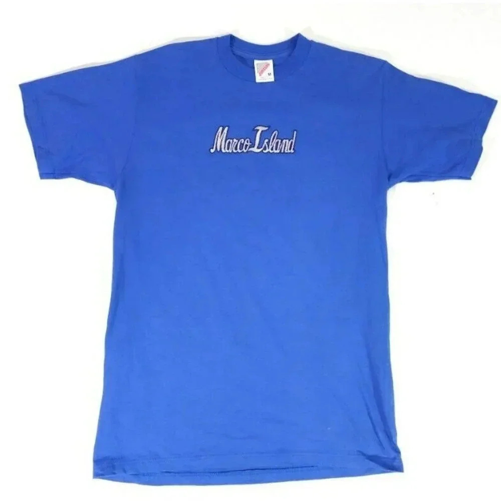 Marco Island Florida Embroidered Vintage Early 1990s T-Shirt Blue Size Medium